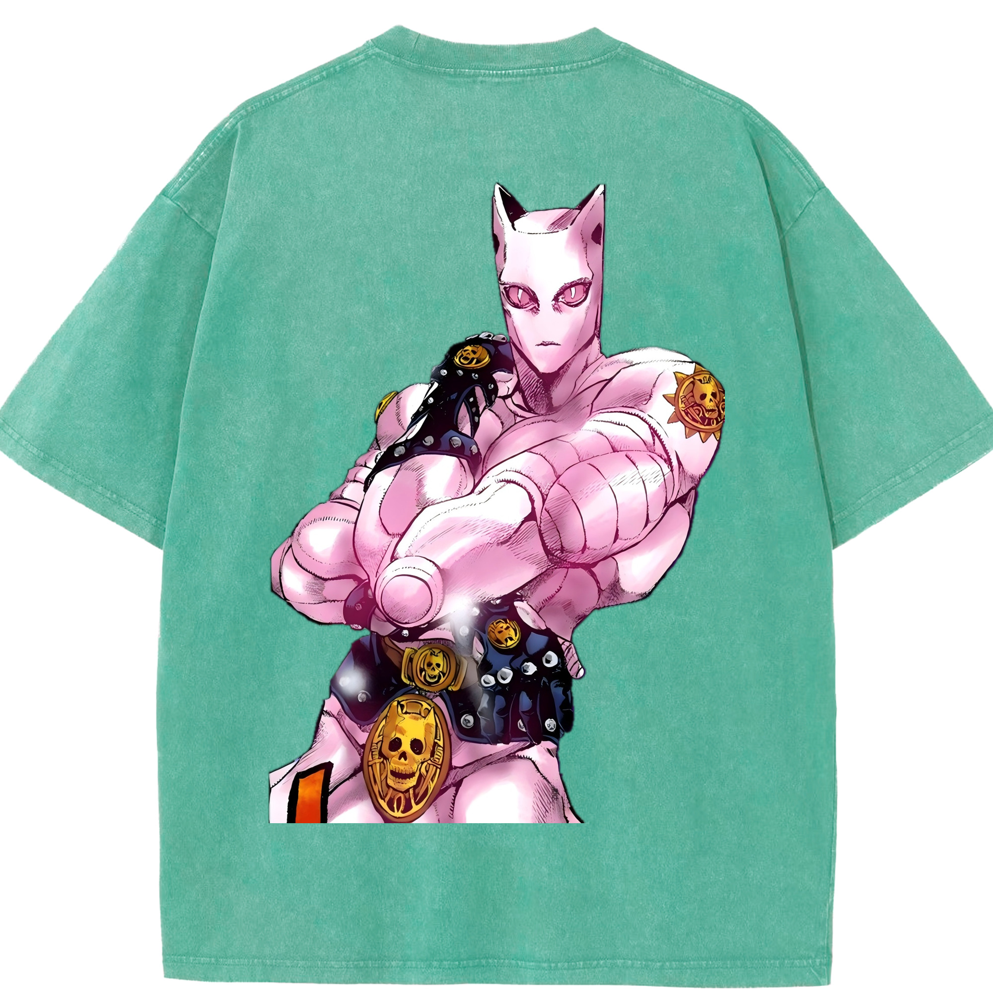 （画像用） ジョジョの奇妙な冒険 きら よしかげ JoJo's Bizarre Adventure Kira Yoshikage 綿100% ヴィンテージ風 半袖Tシャツ（背面プリント）